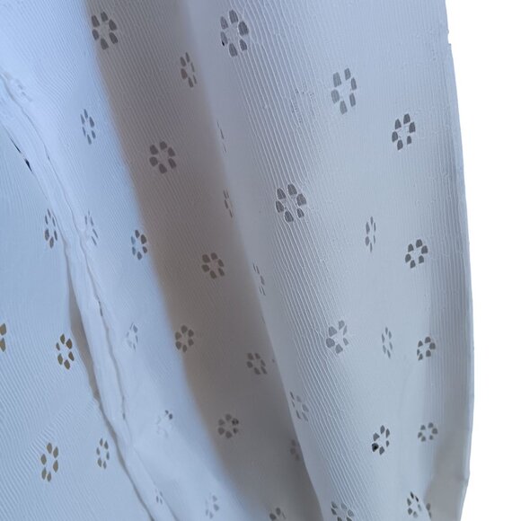 Medium Vintage Blouse White Pierced Eyelet Stand Collar Billow Sleeves Boho - Picture 4 of 7